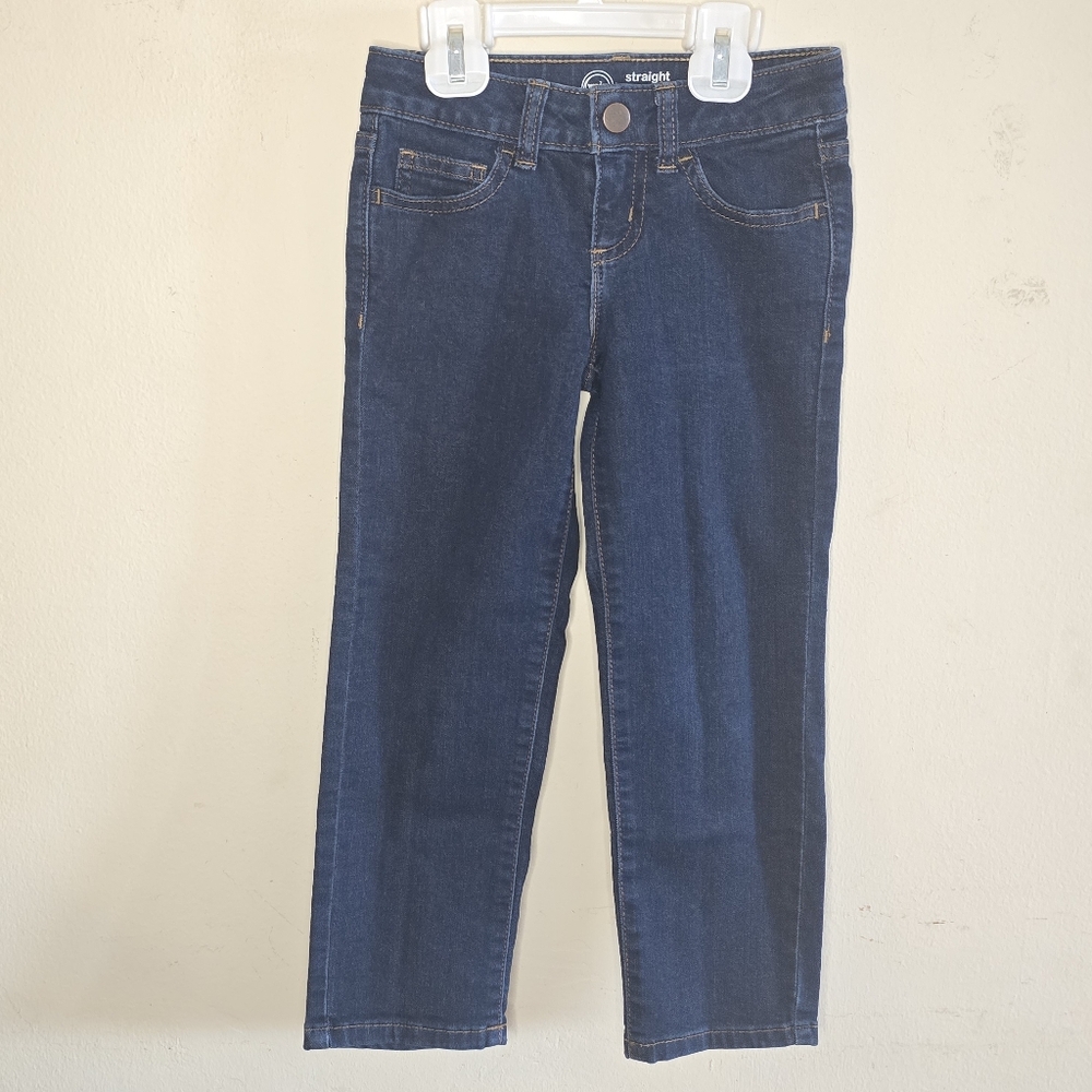 Wonder Nation Straight Leg Jeans Toddler Girls Size 5 Dark Blue Adjustable Waist